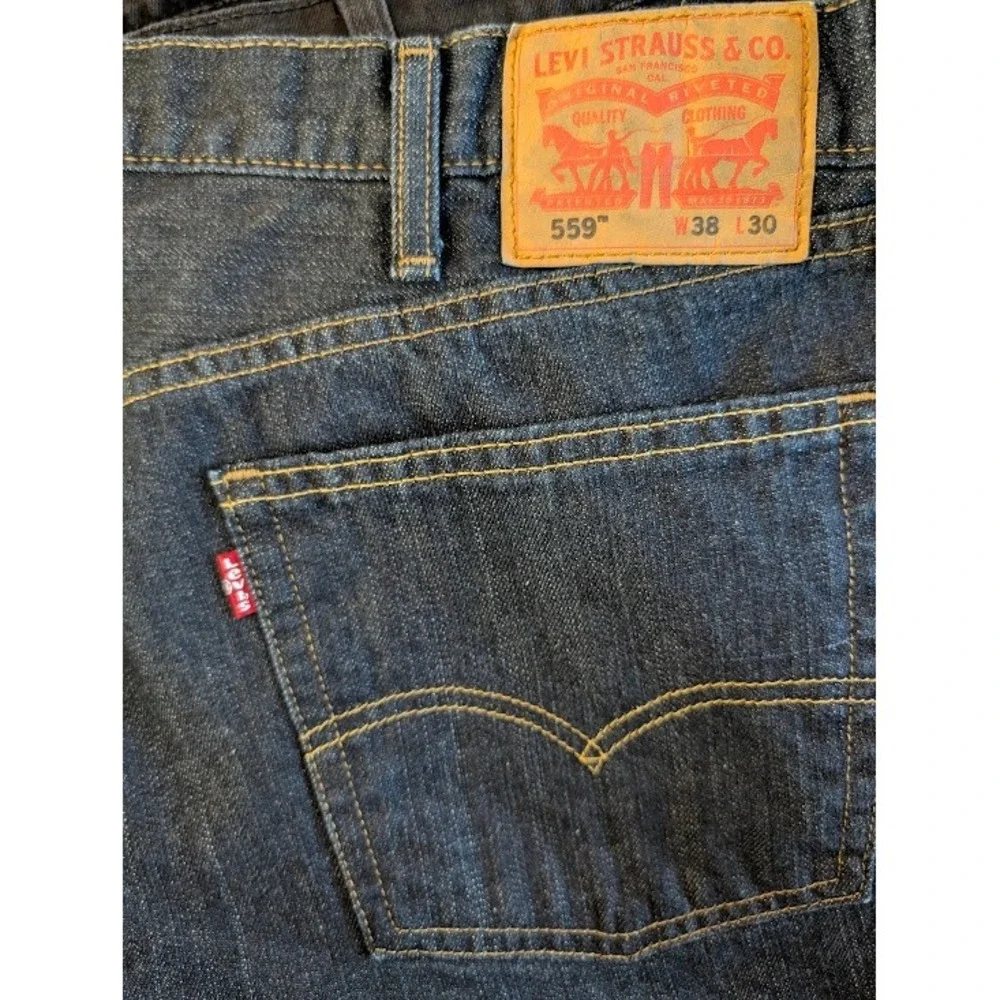 Levi's 559 Relaxed Straight Jeans‎ Mens 38x30 (FITS 38x29) Dark Indigo